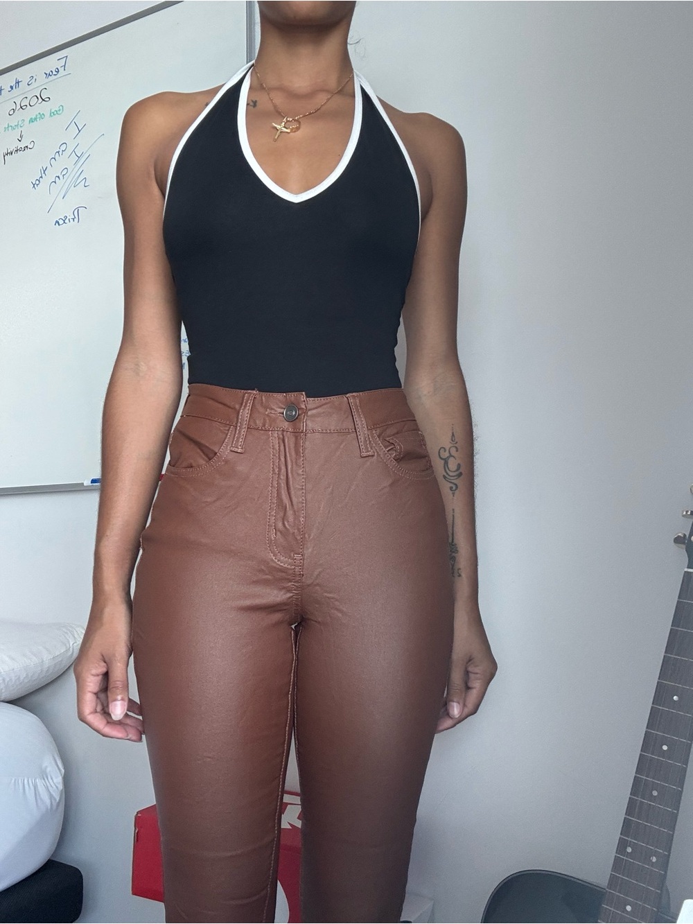 Fashion Nova Brown High-Waist Skinny Pants
